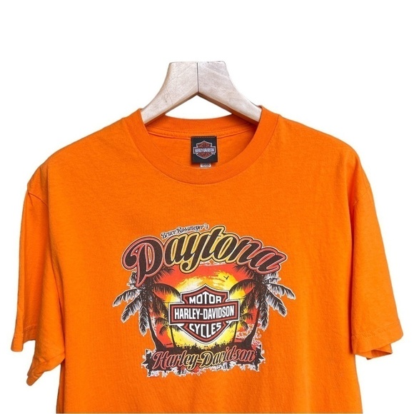 Harley-Davidson Men’s Orange Daytona Beach Graphic Print T-shirt, Size Large - Picture 3 of 9